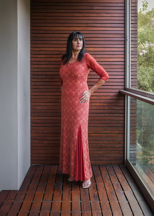 Vermillion floor length dress