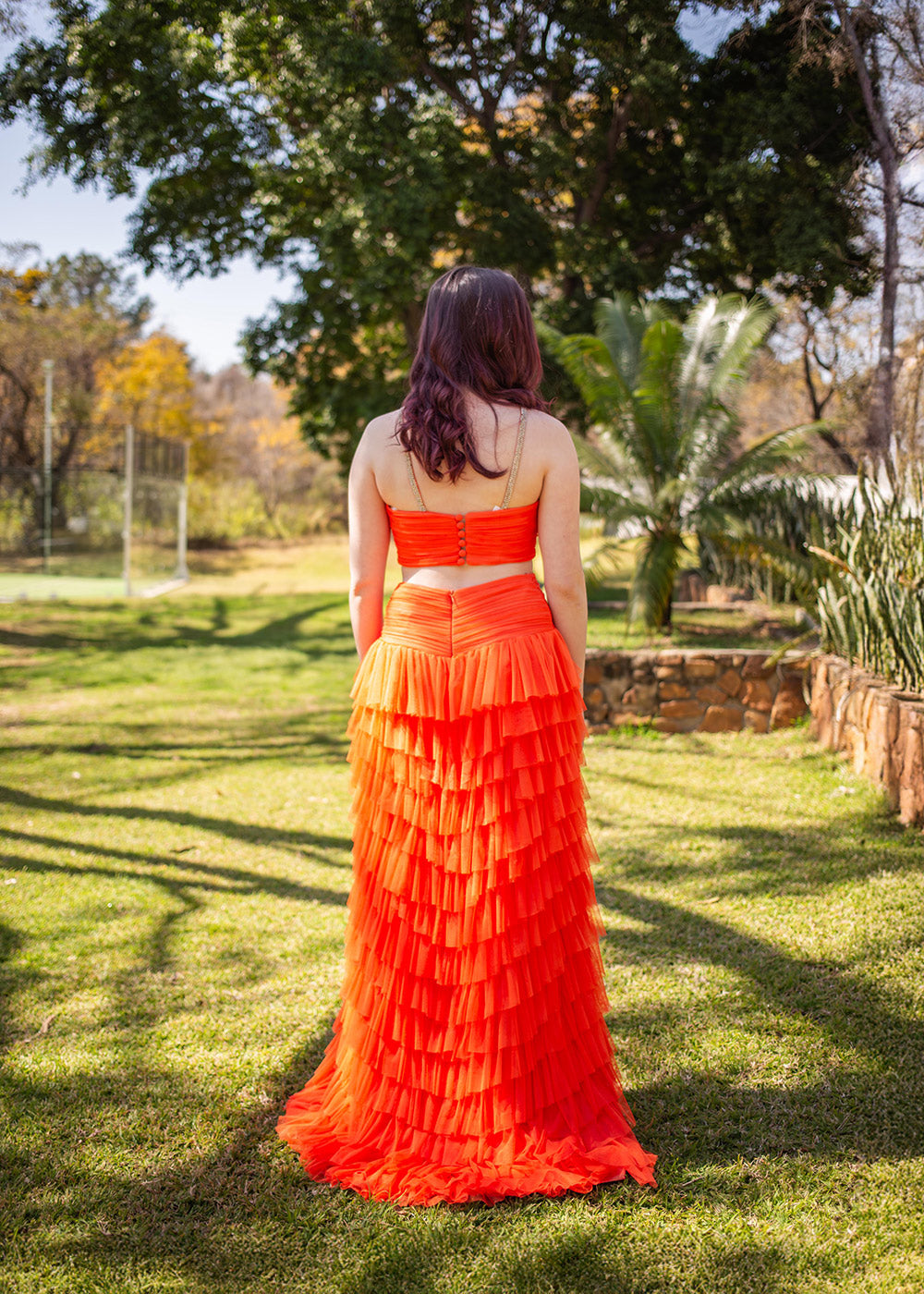 2 Piece Neon Orange dress