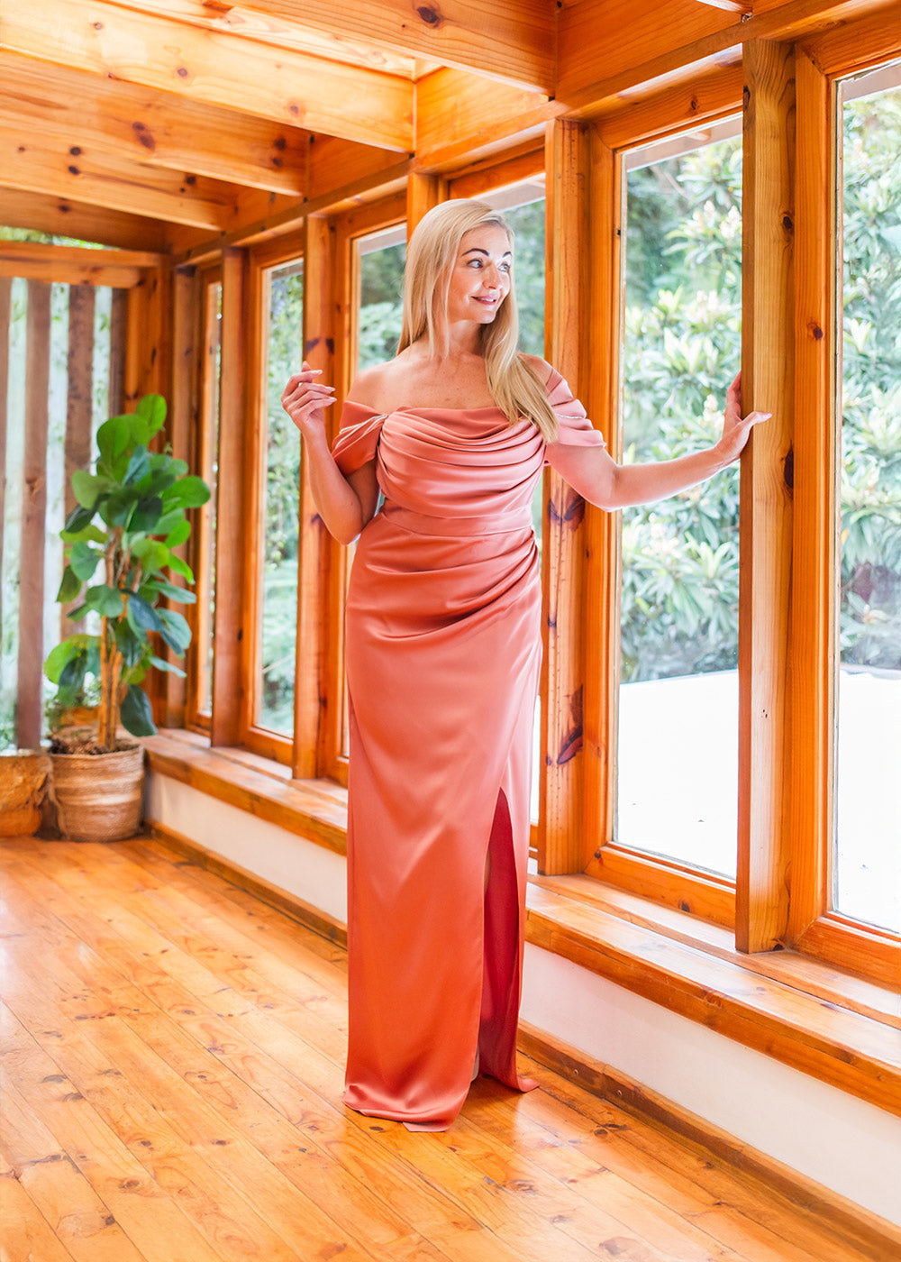 Rose gold satin gown