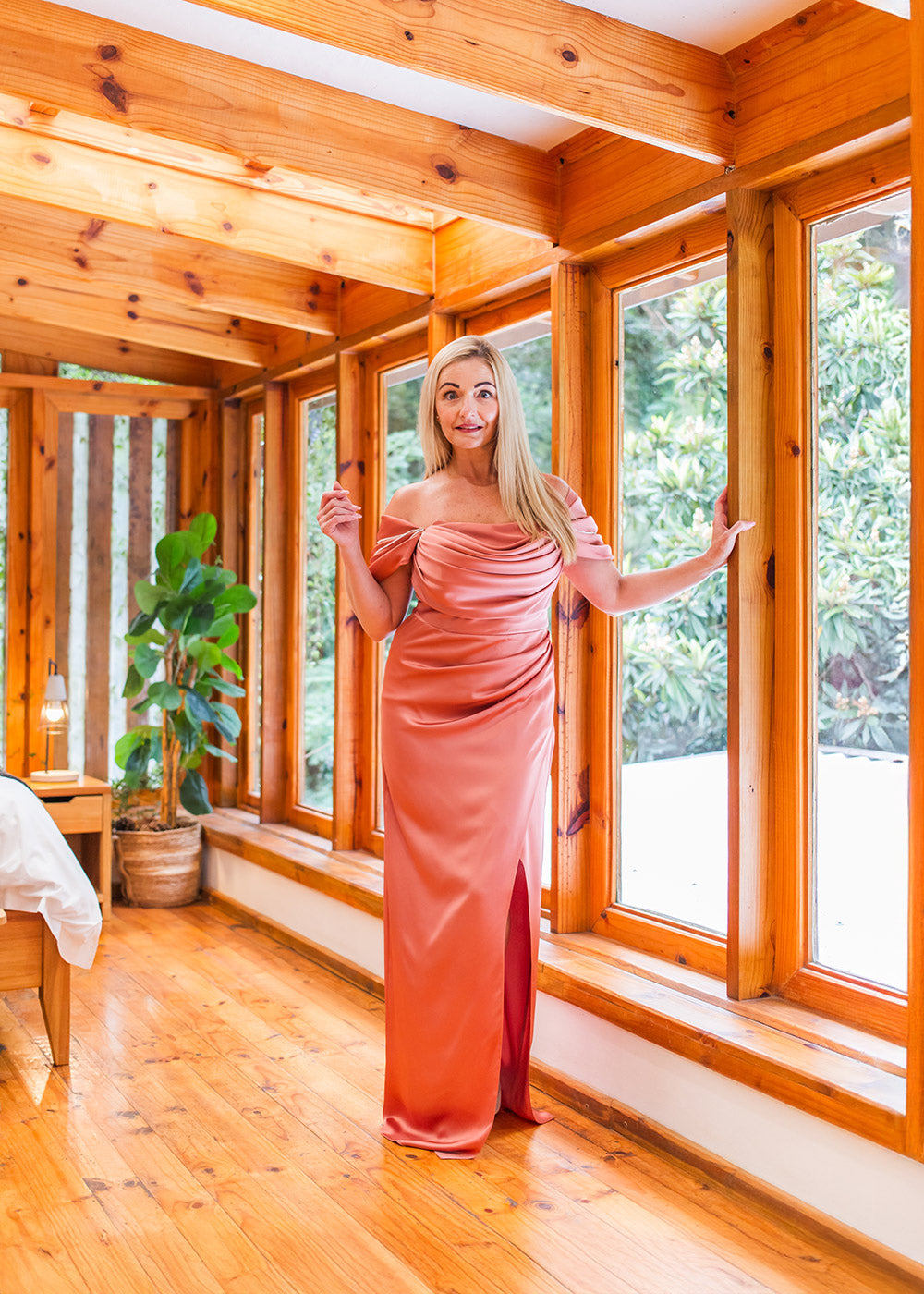 Rose gold satin gown