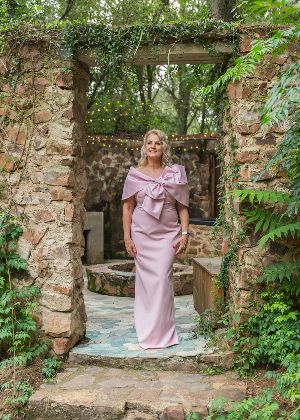 Pale pink gown with bow