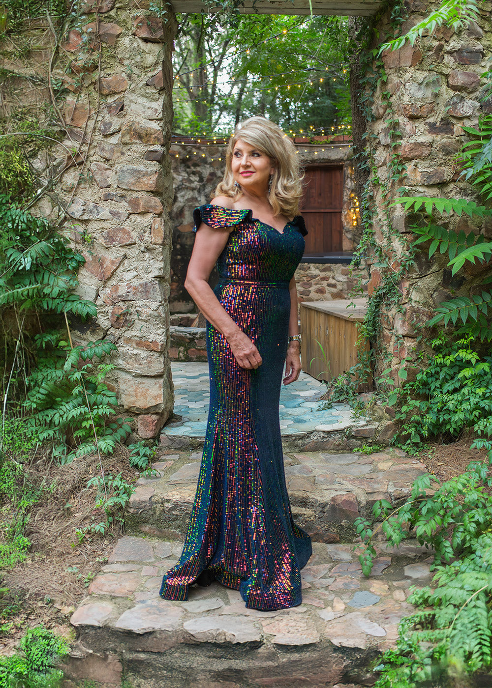 Dark Multi color Sequence Gown