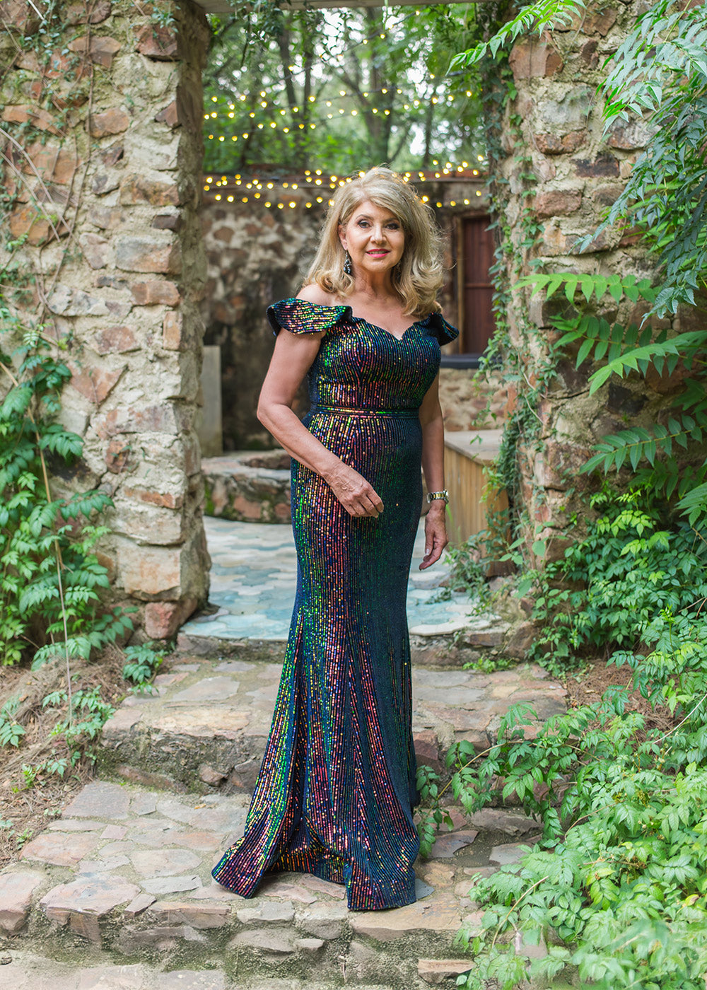 Dark Multi color Sequence Gown