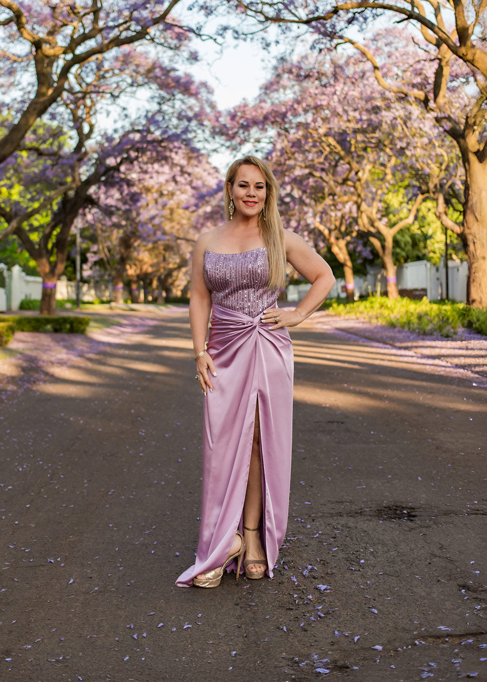 Lavender Luxe Beaded Evening Gown