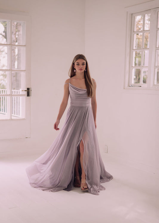 Sleeveless Ruched Shimmer Dress