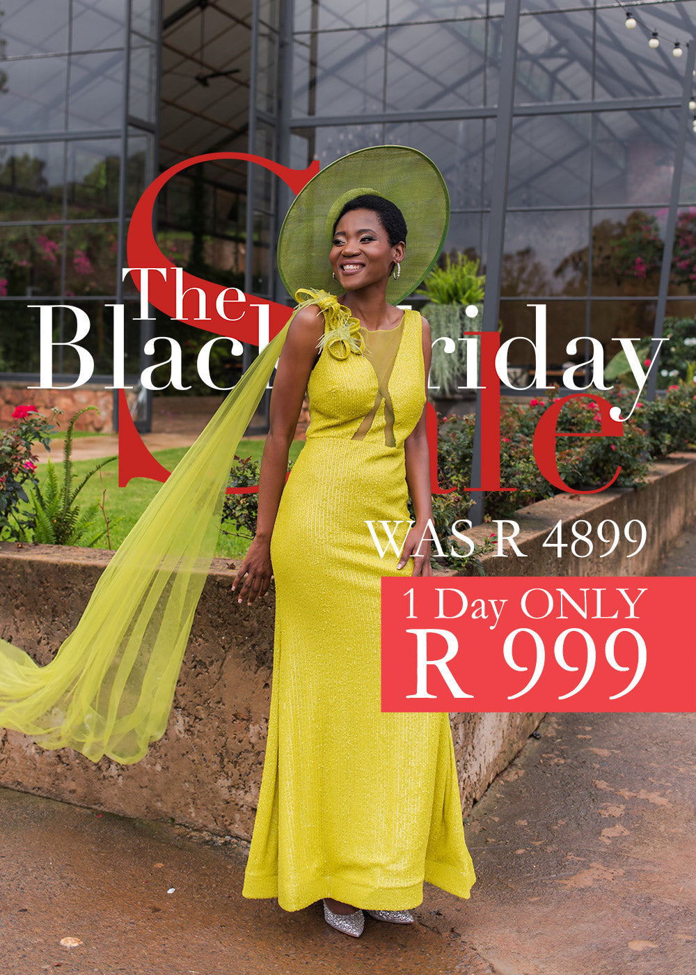 Lime fitted dress with tulle cape