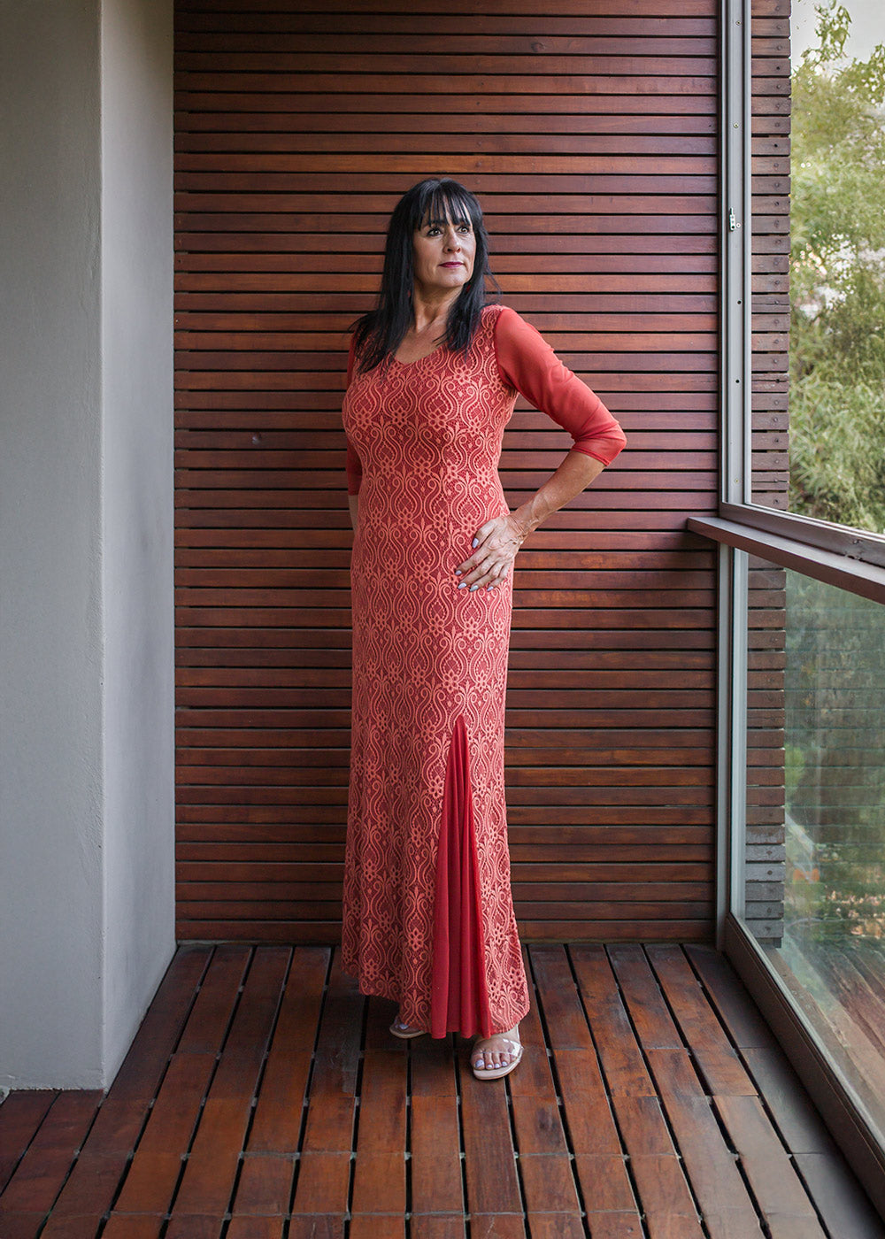 Vermillion floor length dress