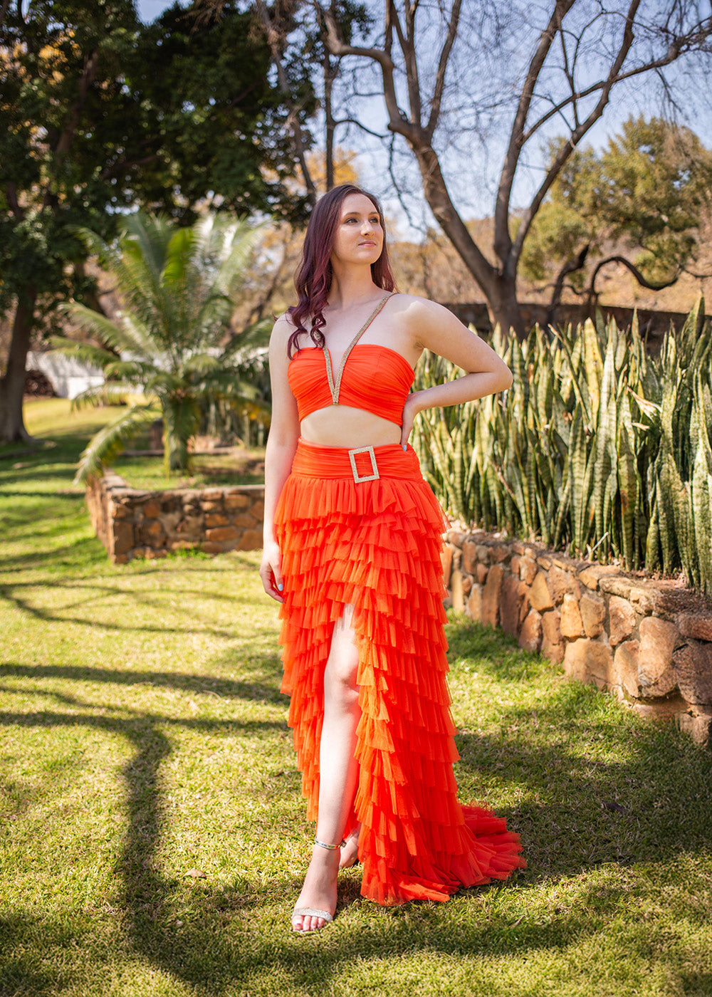 2 Piece Neon Orange dress