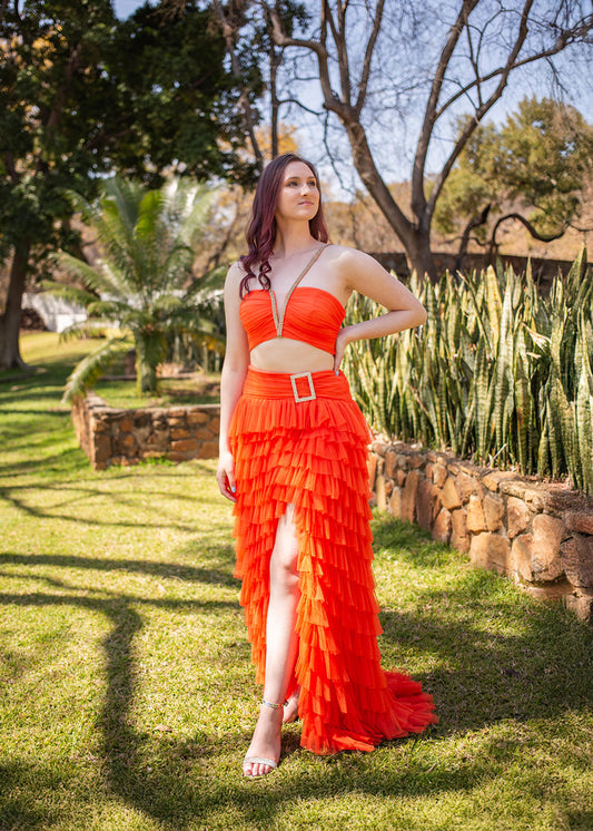 2 Piece Neon Orange dress