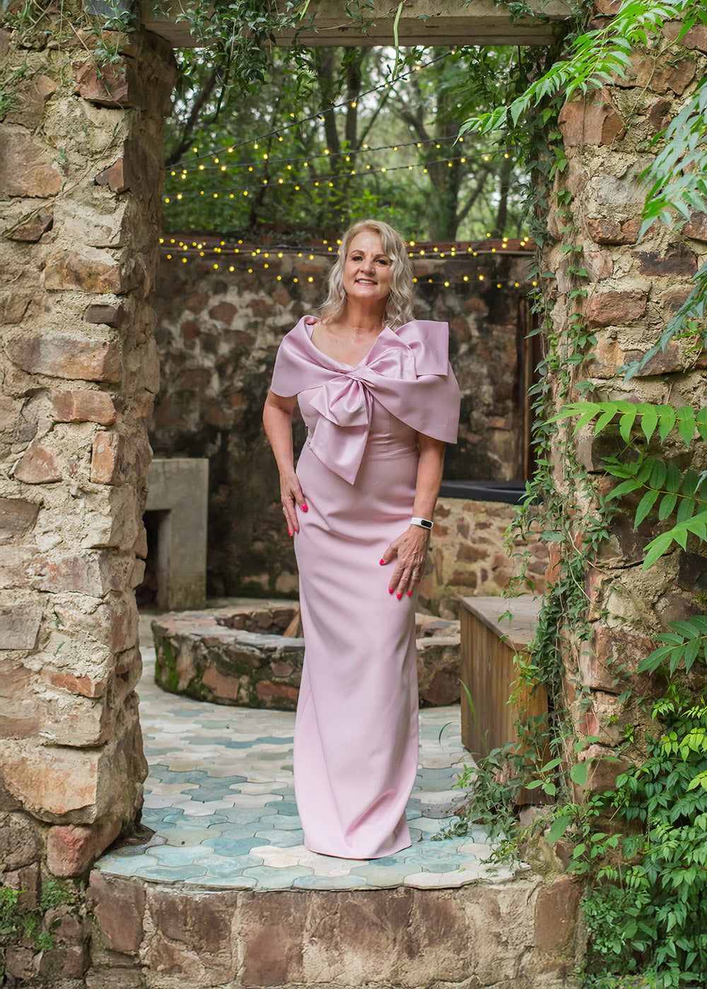 Pale pink gown with bow