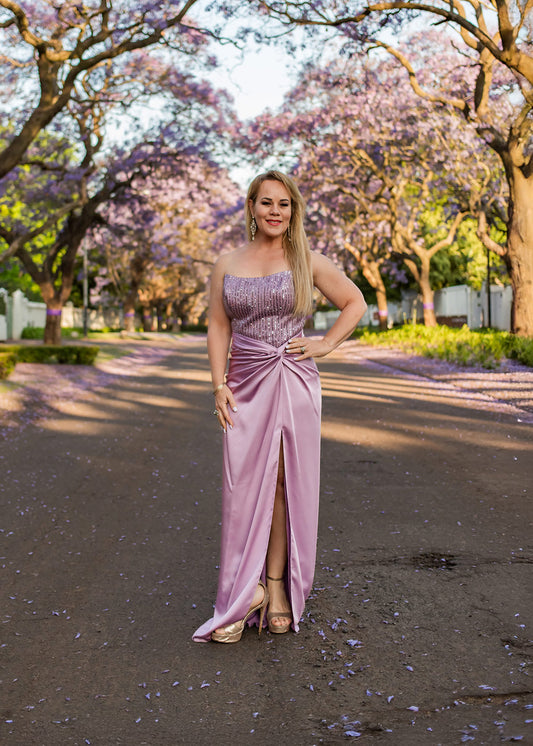 Lavender Luxe Beaded Evening Gown