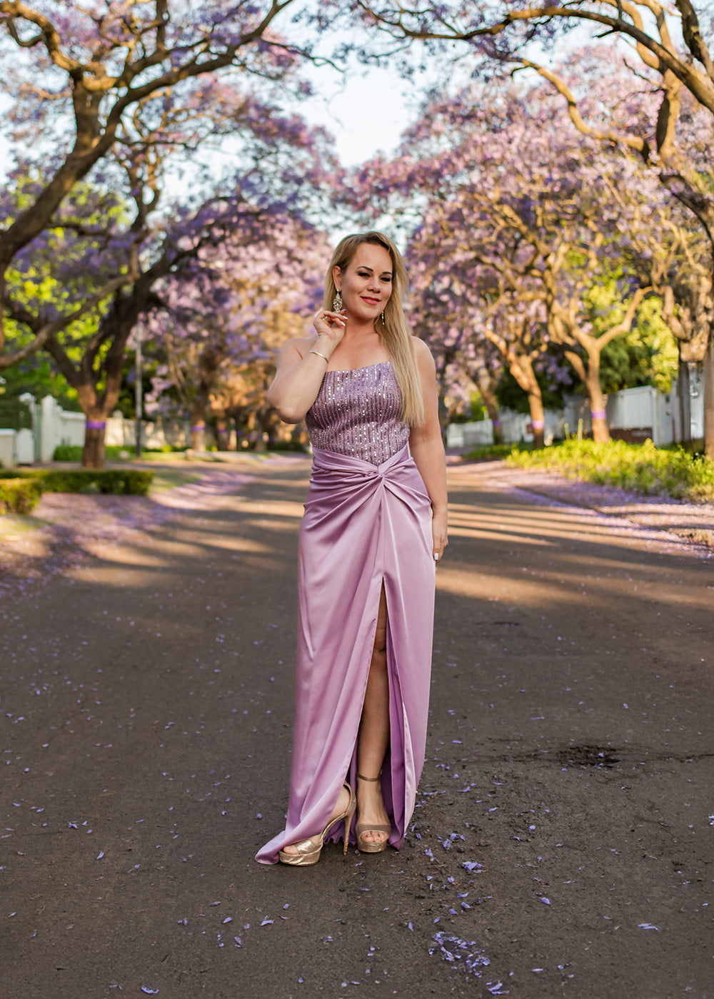 Lavender Luxe Beaded Evening Gown