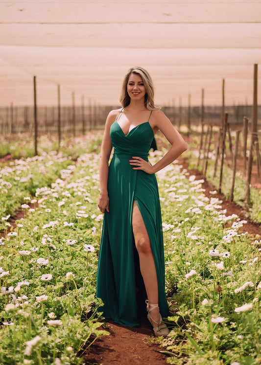 Emerald Meadow Evening Gown
