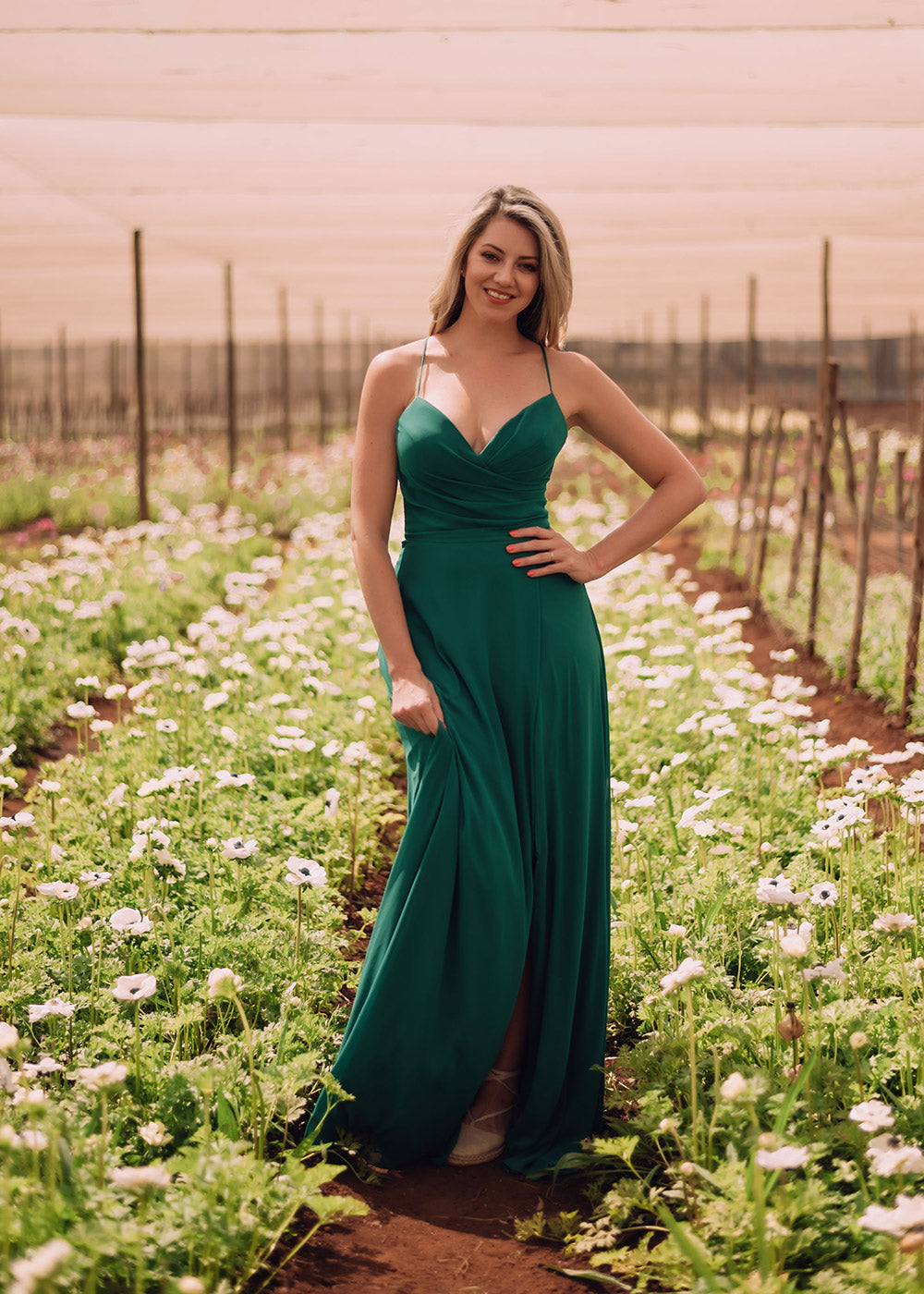 Emerald Meadow Evening Gown